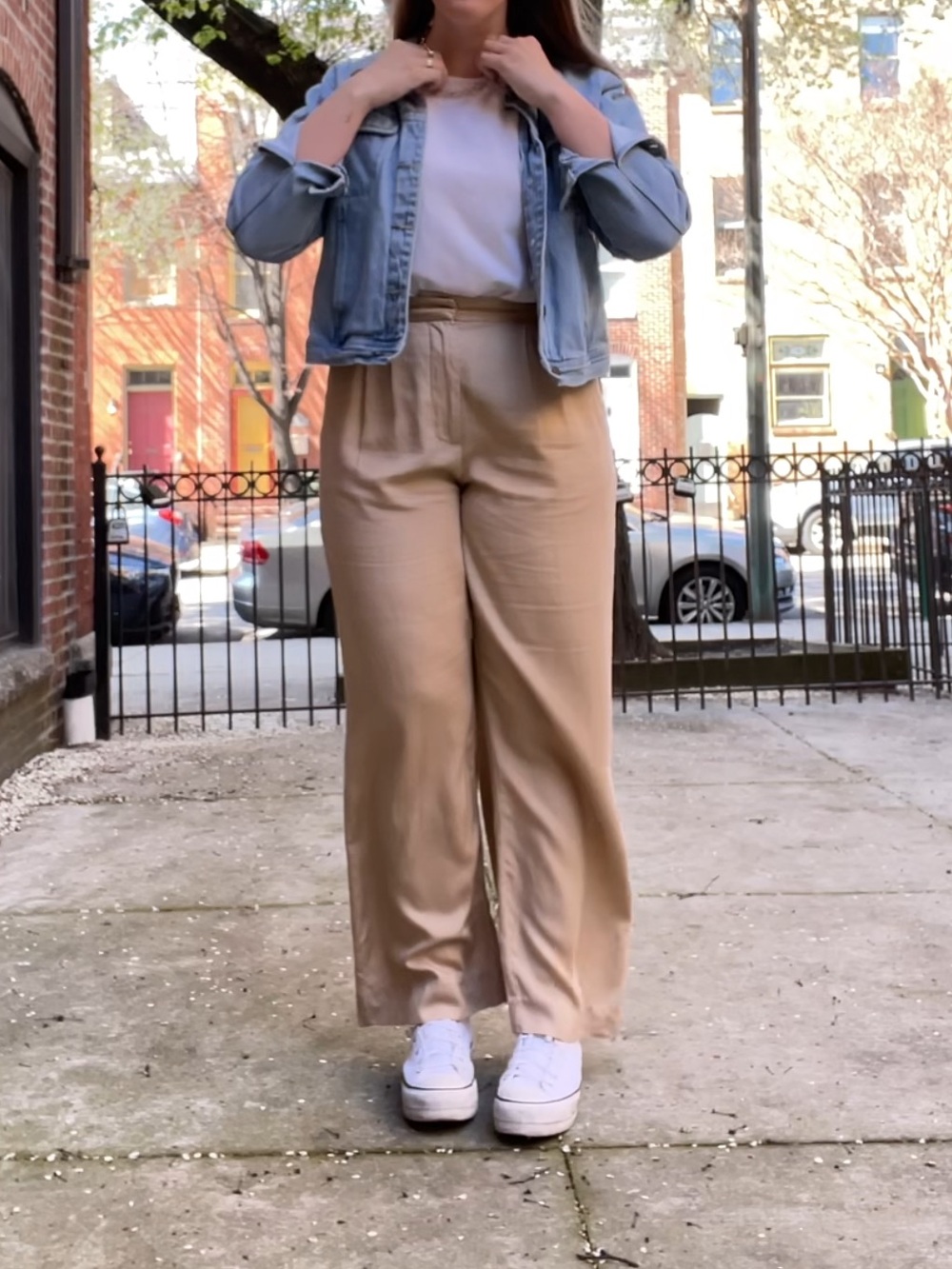Abercrombie & Fitch Wide-Leg Beige High-Rise Trousers